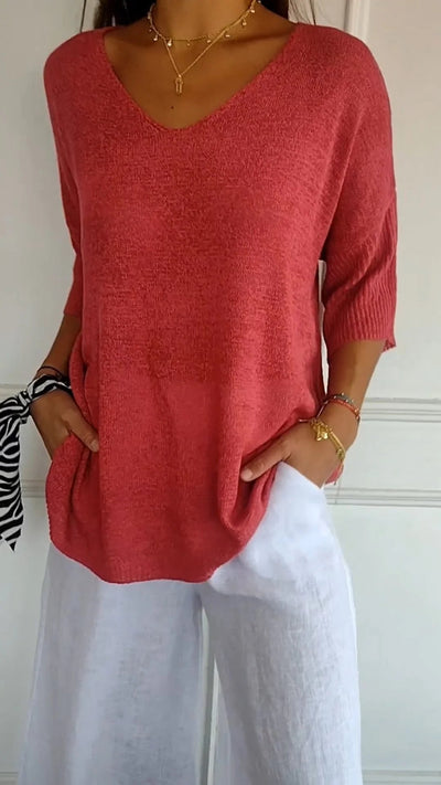 Strickpullover mit V-Ausschnitt für Damen