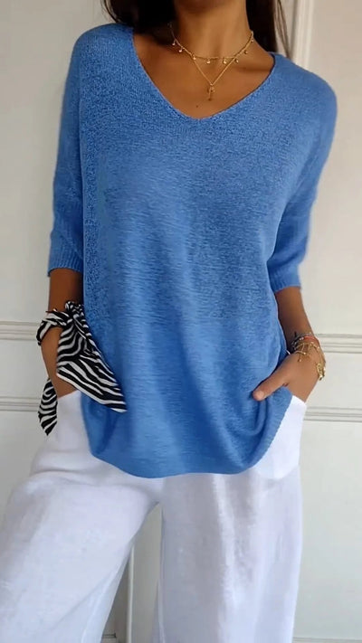 Strickpullover mit V-Ausschnitt für Damen