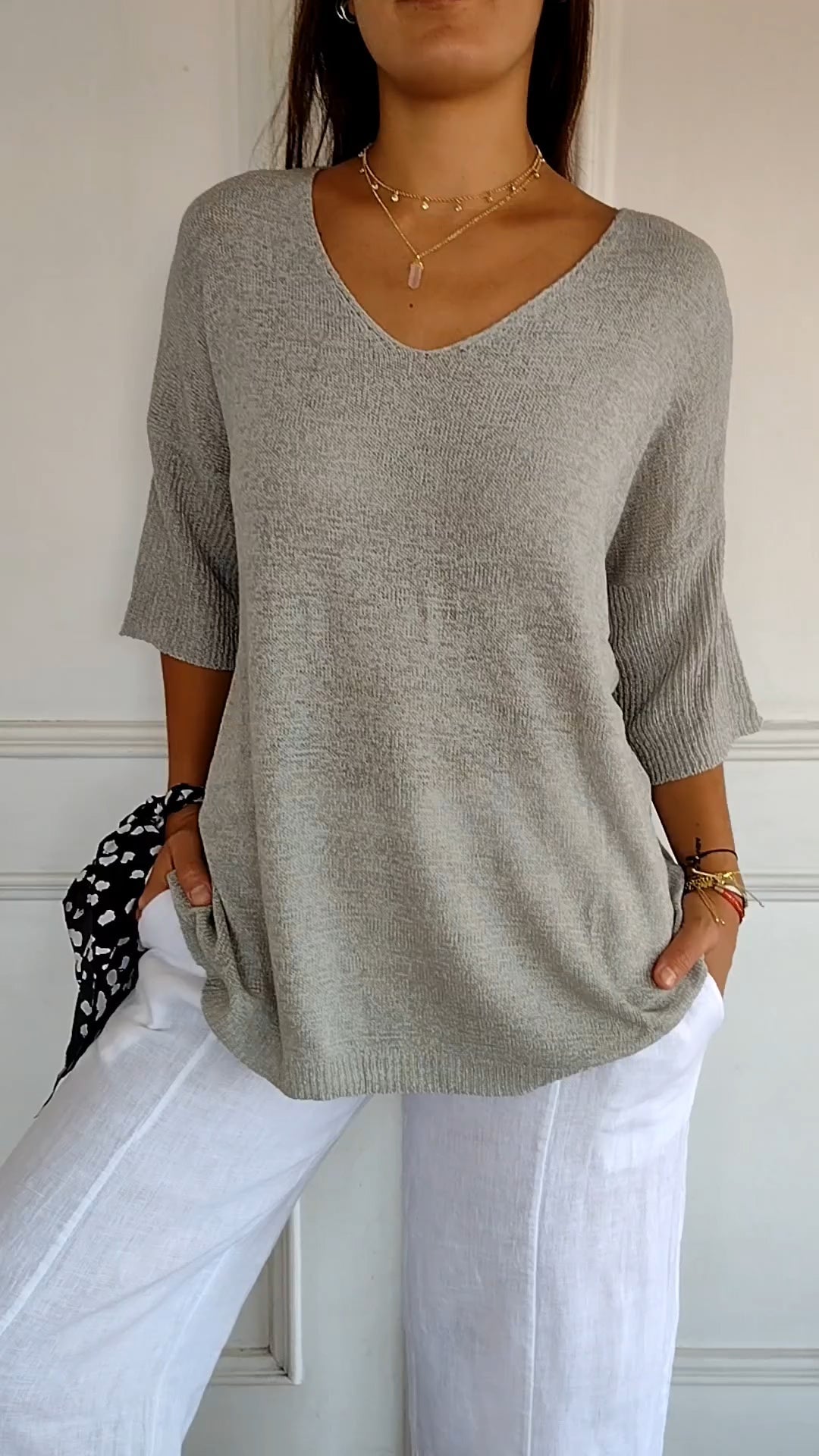 Strickpullover mit V-Ausschnitt für Damen