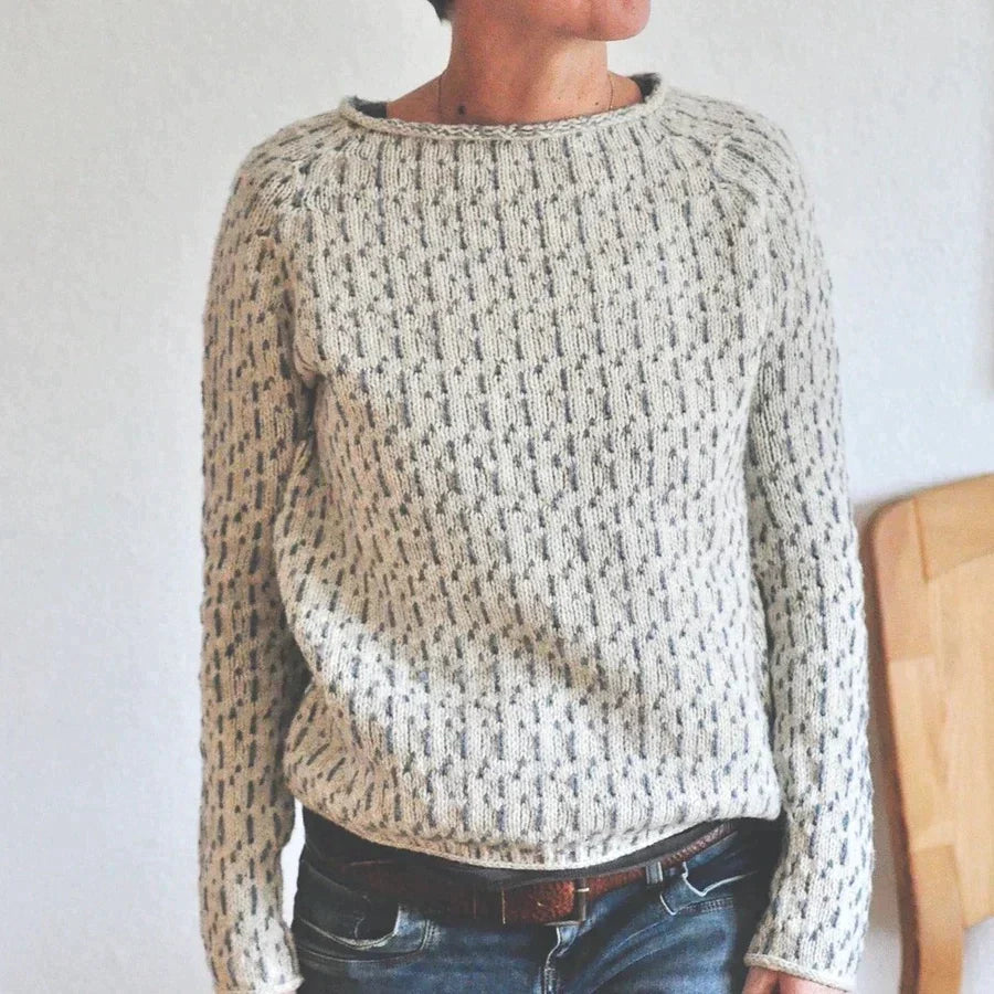 Eleganter Gestrickter Baumwoll O-Ausschnitt Pullover Für Damen | Perfekt für lässige Tage