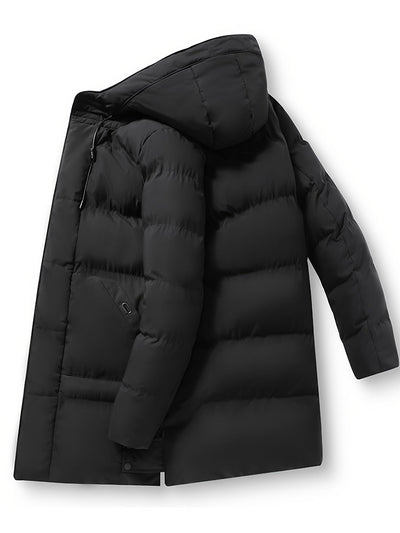 Warme Schwarze Gepolsterte Winterjacke Mit Kapuze Für Herren | Perfekt für Outdoor-Aktivitäten