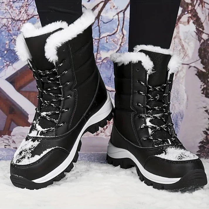Wasserdichte Damen-Winterstiefel mit Kunstfellfutter – Warm, Rutschfest und Robust für kalte Tage