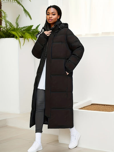 Stilvolle Schwarze Lange Winter Parkajacke Für Damen | Ideal für Winter