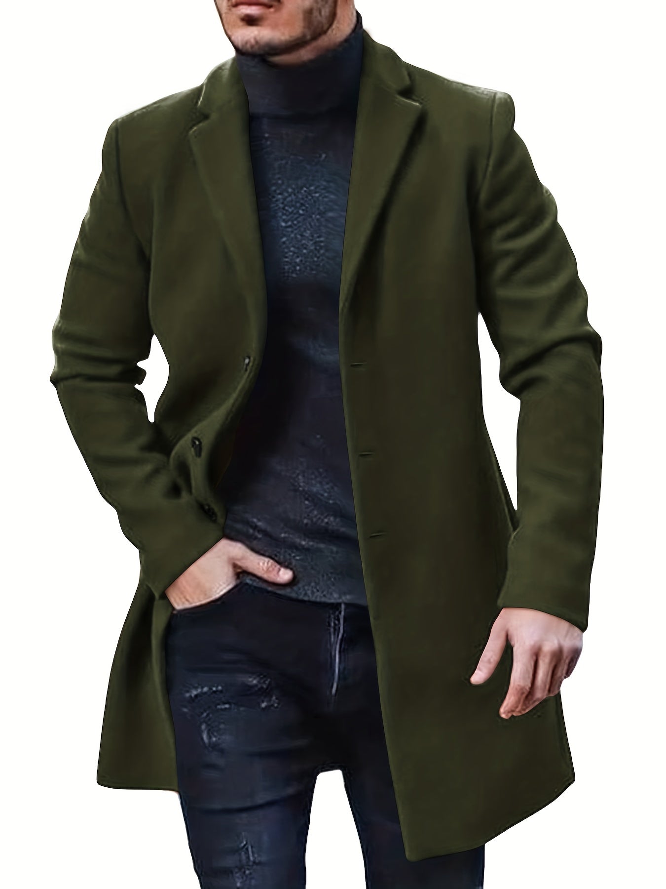 Warmer Knopf-Runter Mittellanger Trenchcoat Für Herren | Perfekt für den Alltagsgebrauch