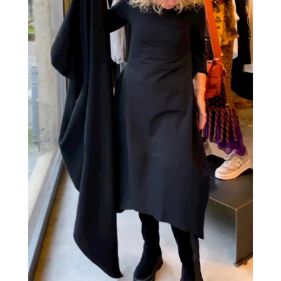 Treasa® | Schwarzes Midikleid mit Taschen
