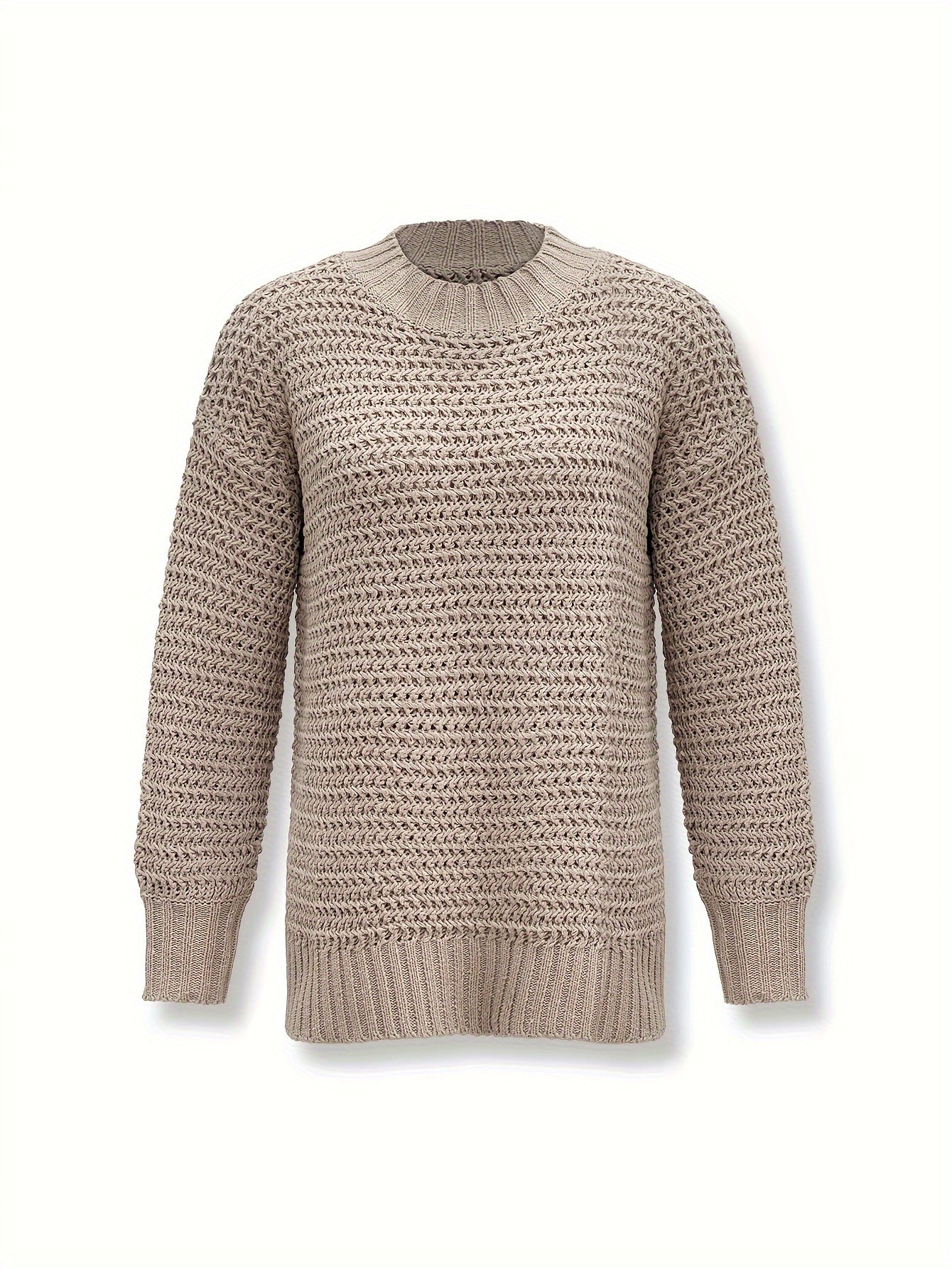 Lässiger Rollkragenpullover in einfarbigem Design mit gespaltenen langen Ärmeln für Damen | Perfekt für lässige Tage