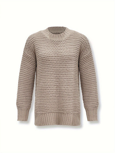 Lässiger Rollkragenpullover in einfarbigem Design mit gespaltenen langen Ärmeln für Damen | Perfekt für lässige Tage