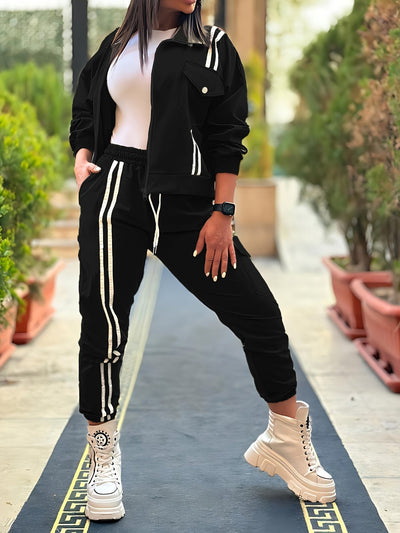 Stilvolle Jacke Mit Reißverschluss Pullover & Jogginghose Für Damen | Ideal für Herbst/Winter