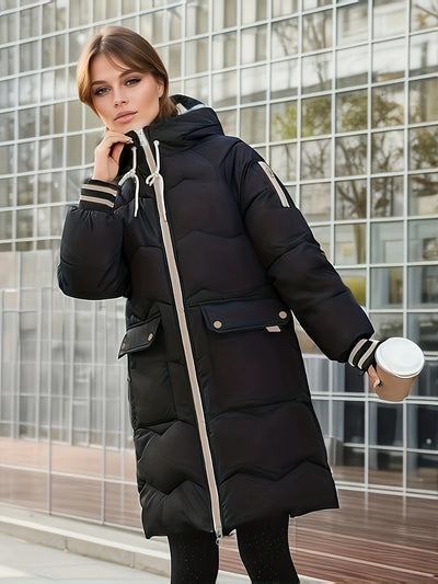 Warme modische Puffer-Winterjacke mit Kapuze für Damen | Ideal für Winter