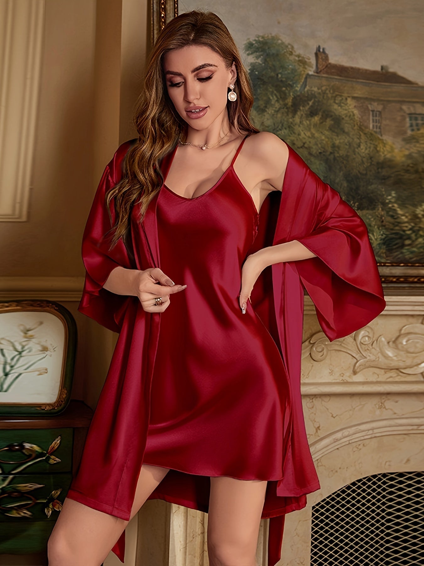 Bequemes Satin Schlafrobe & Kleid Pyjama Set Für Damen | Perfekt für den Alltag