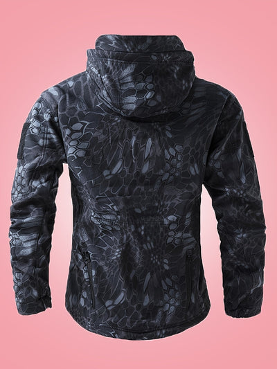 Warme Militärische Tarn-Windbreaker-Outdoorjacke Mit Reißverschlusstaschen Für Herren | Ideal für Outdoor-Aktivitäten