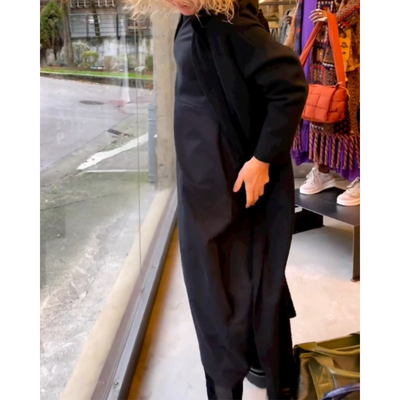 Treasa® | Schwarzes Midikleid mit Taschen