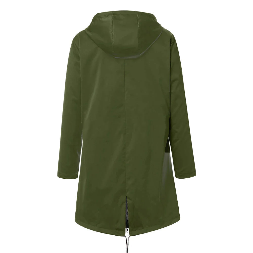 Warme lässige Fleece wasserdichte Regenjacke mit Kapuze für Damen | Perfekt für Herbst/Winter