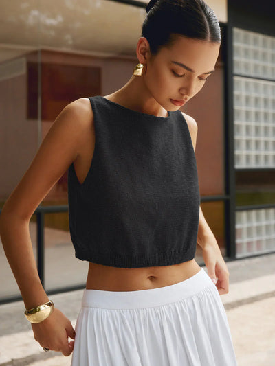 Strick-Crop-Top | Ärmellos | Minimalistischer Stil