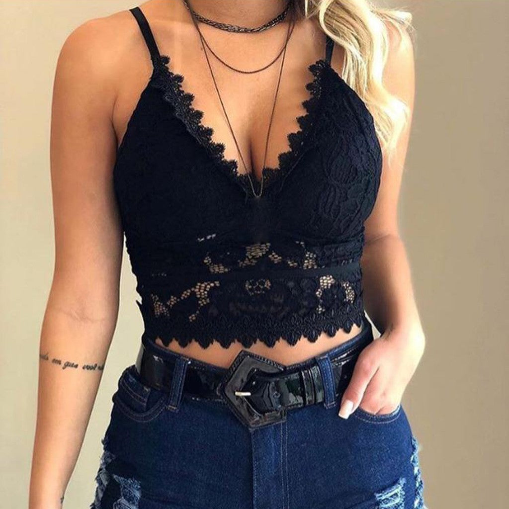 LaceGlow™ – Damen-Top mit edlen Spaghettiträgern & feiner Spitze