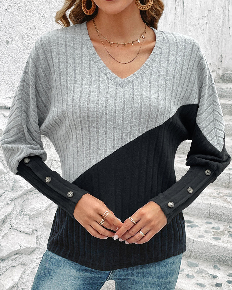 Eleganter Baumwollpullover Mit Halber Farbe Für Damen | Ideal für Jede Jahreszeit