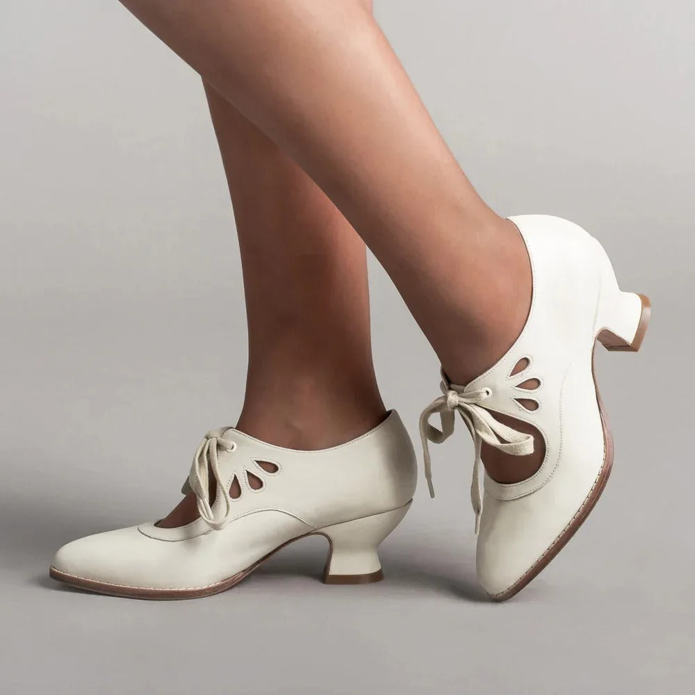 Dellia - Elegante Damen Retro Schuhe Niedriger Absatz