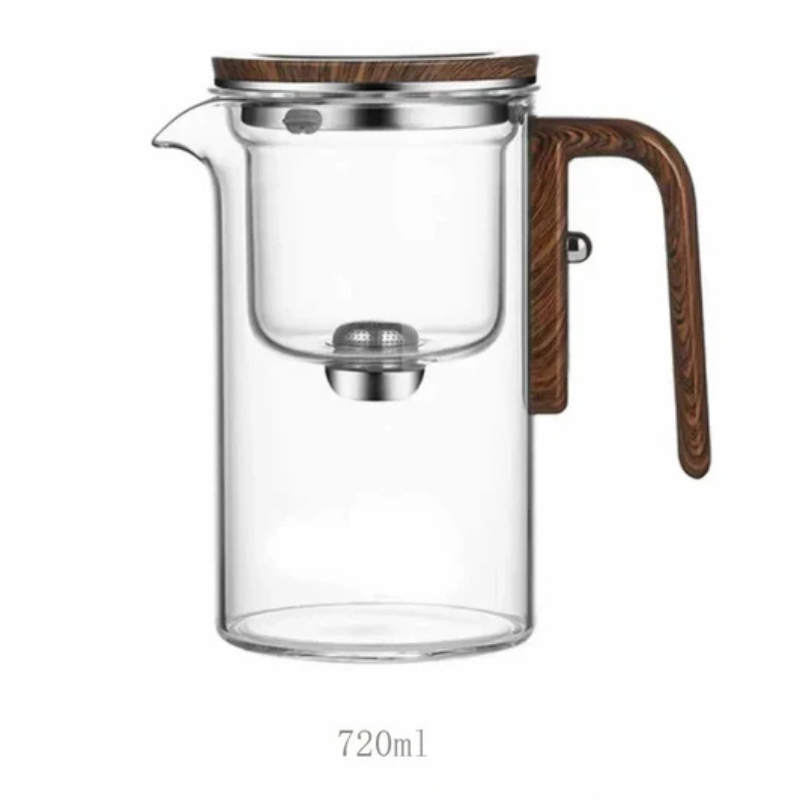 ClearPour hitzebeständiges Glas-Teekanne mit Holzgriff – Elegante Aufgusskanne