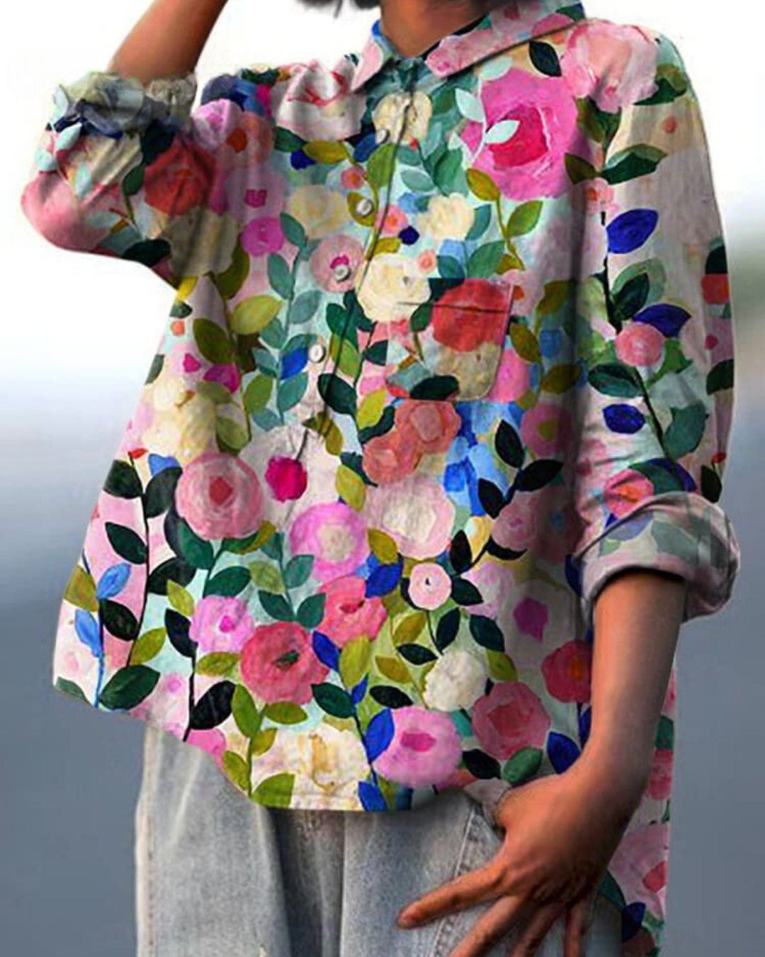 Elegante Bluse mit Blumenmuster für Damen