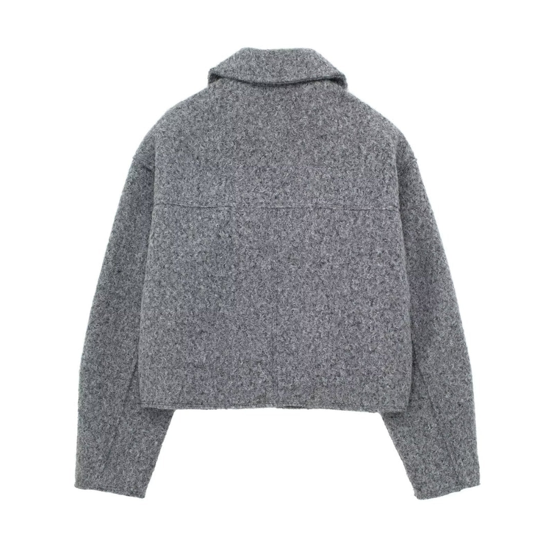 Strickjacke mit Kragen | Reißverschluss | Strukturierte Optik