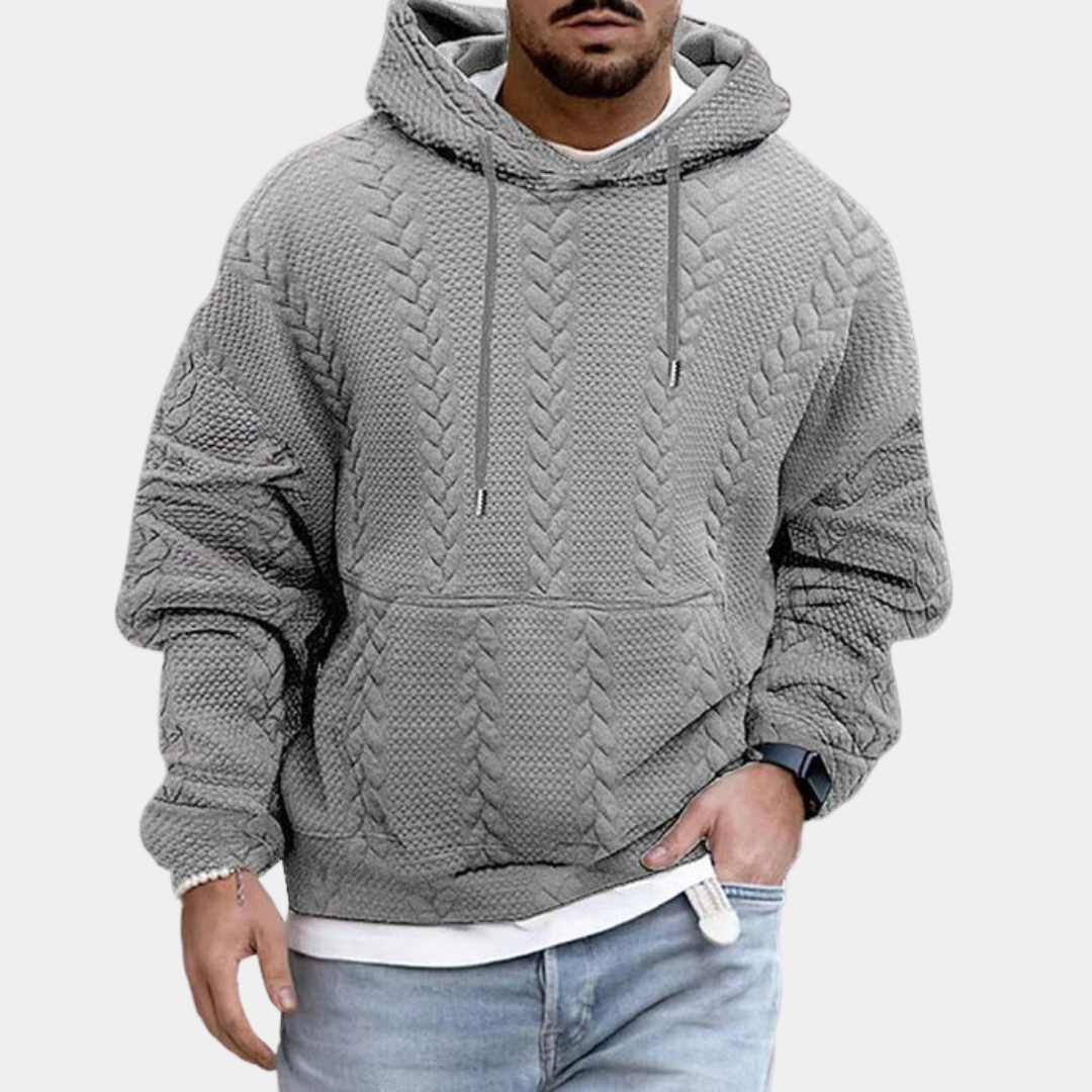 Strukturierter Kapuzenpullover aus Zopfmuster für Männer