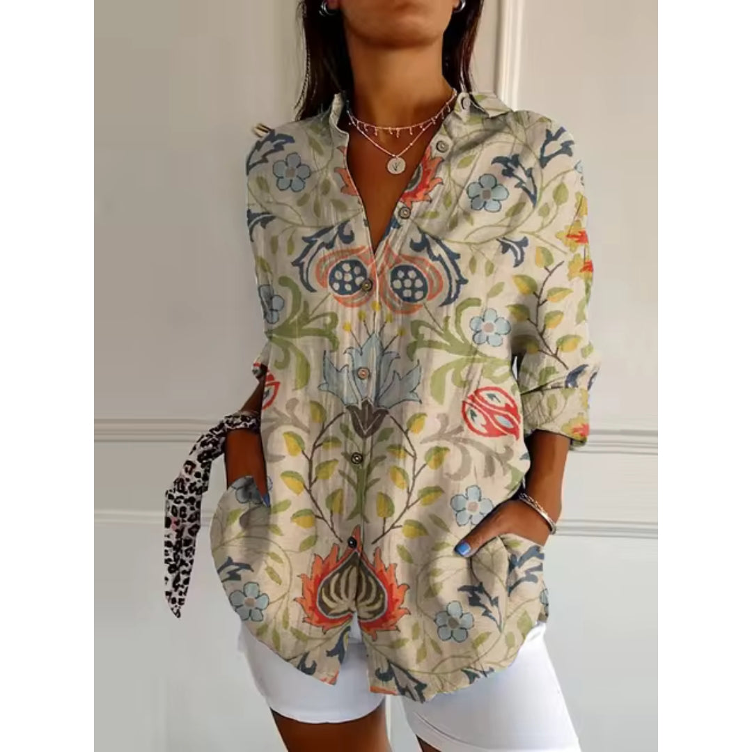 Arahmeshelle - Klassische Bluse Bedruckt Elegant