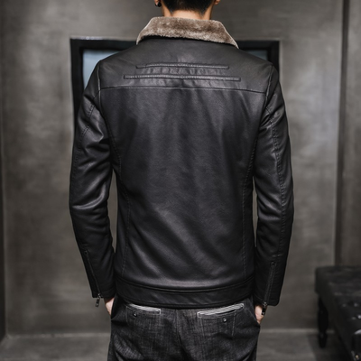Warme Vegane Leder Pilotjacke mit Fleecekragen für Herren | Ideal für den Winter