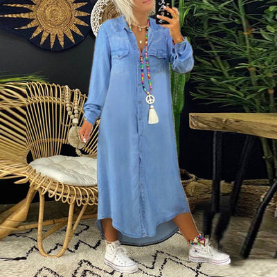 Dorota – Langärmliges Jeans Kleid