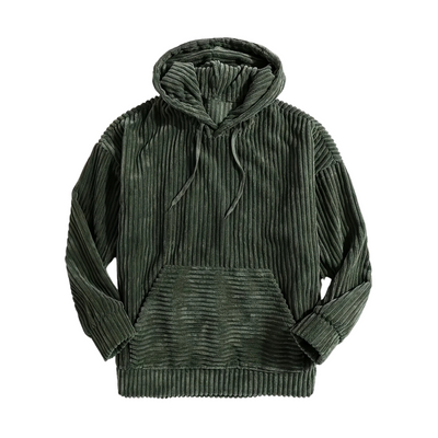 Strukturierter Cord-Kapuzenpullover mit Kängurutasche für Männer