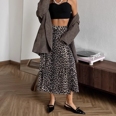 Emmeline - Rock mit Leopardenmuster und hoher Taille
