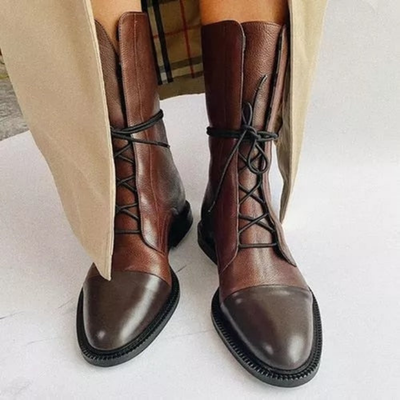 Stiefelette Damen Absatz Warm | Elegant Schnürung