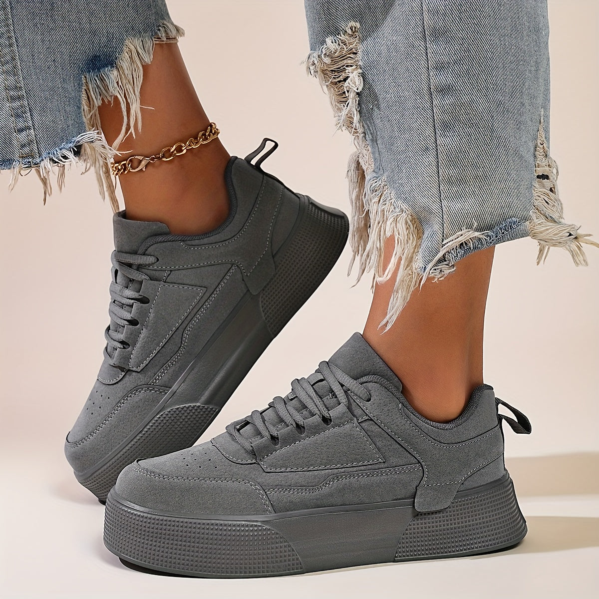 Elegante Damen Sportsneaker mit Frontverschluss in Unifarben | Perfekt für den Alltag
