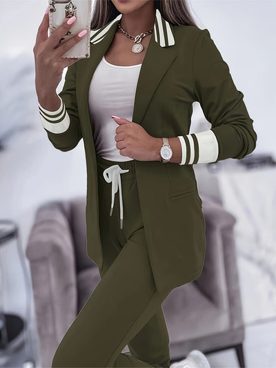 Elegante Front Lange Ärmel & Schlanke Hose Blazer Set Für Damen | Ideal für jedes Event