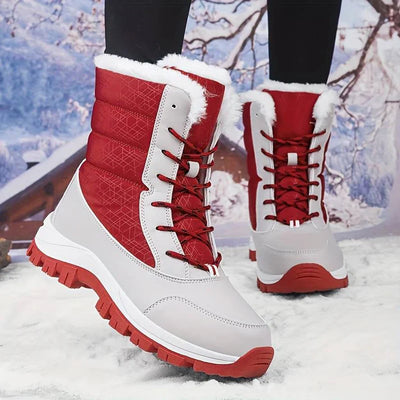 Wasserdichte Damen-Winterstiefel mit Kunstfellfutter – Warm, Rutschfest und Robust für kalte Tage
