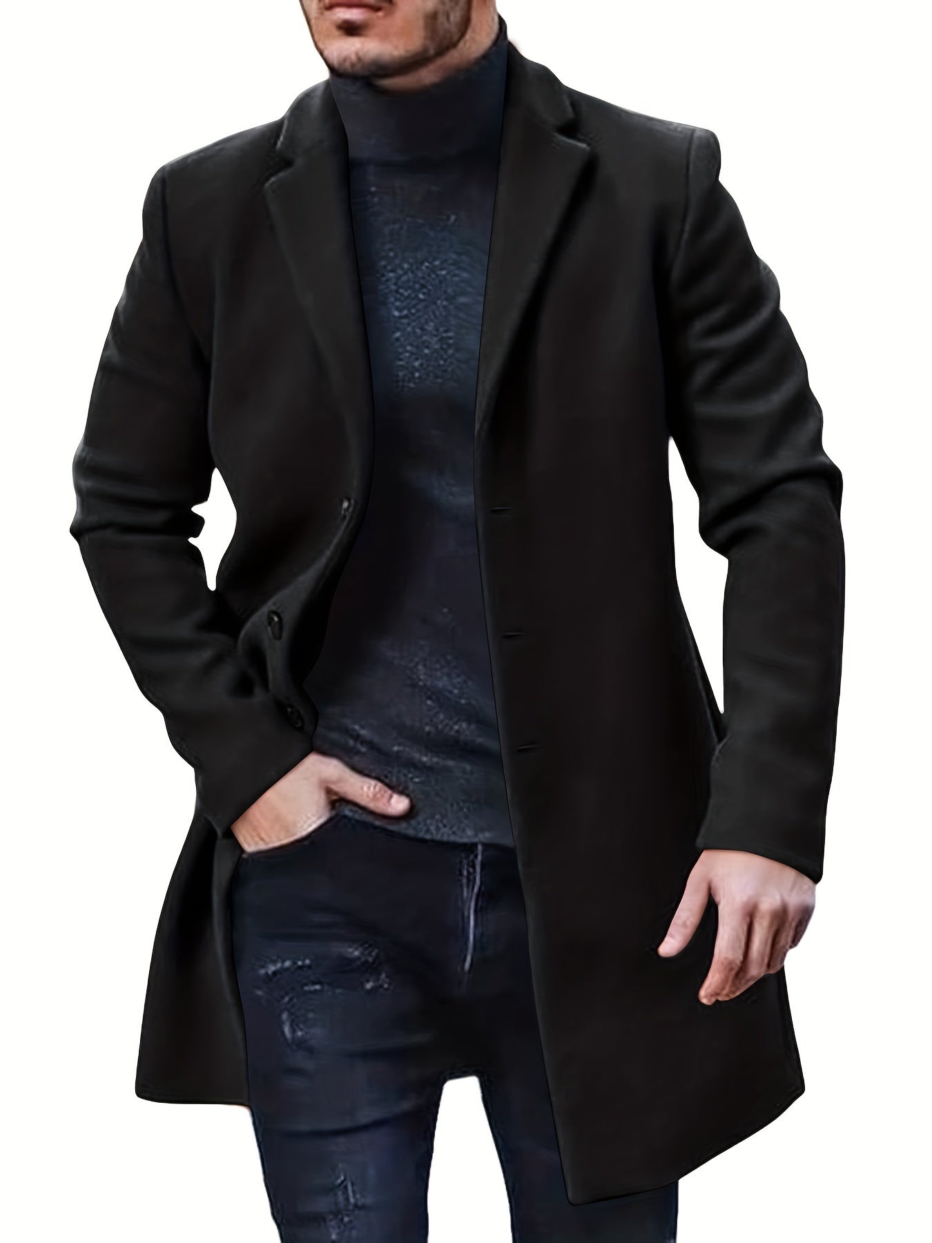 Warmer Knopf-Runter Mittellanger Trenchcoat Für Herren | Perfekt für den Alltagsgebrauch