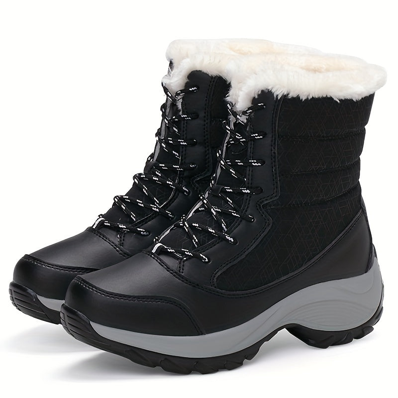Winterschuhe Damen Stiefel | Mit Schnürung und Runder Kappe