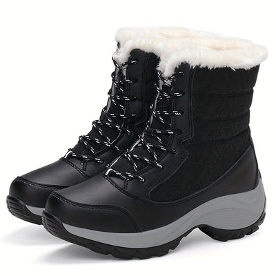 Winterschuhe Damen Stiefel | Mit Schnürung und Runder Kappe