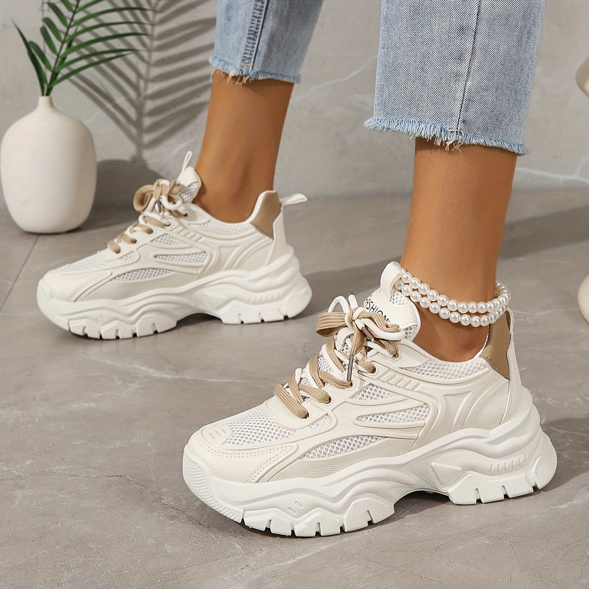 Stylische Mesh-Chunky Sneakers für modebewusste Damen | Perfekt für Casual Tage