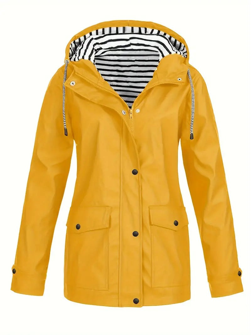 Stilvolle wasserdichte Jacke mit gestreiftem Futter für Damen