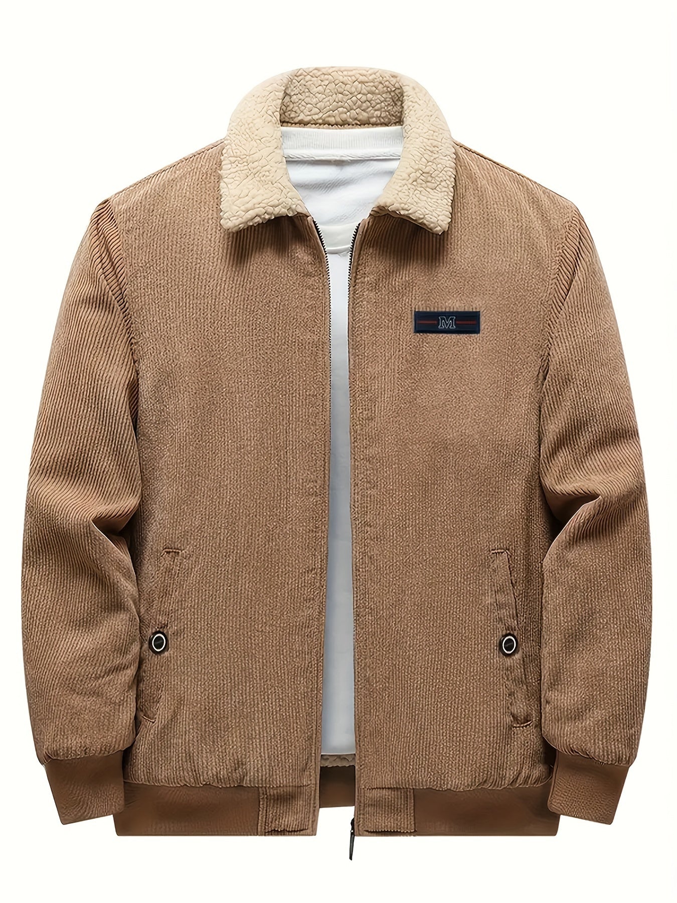 Lässige Mit Etikett Patch Fleece Gefütterte Winterjacke Für Herren | Perfekt für Outdoor-Aktivitäten