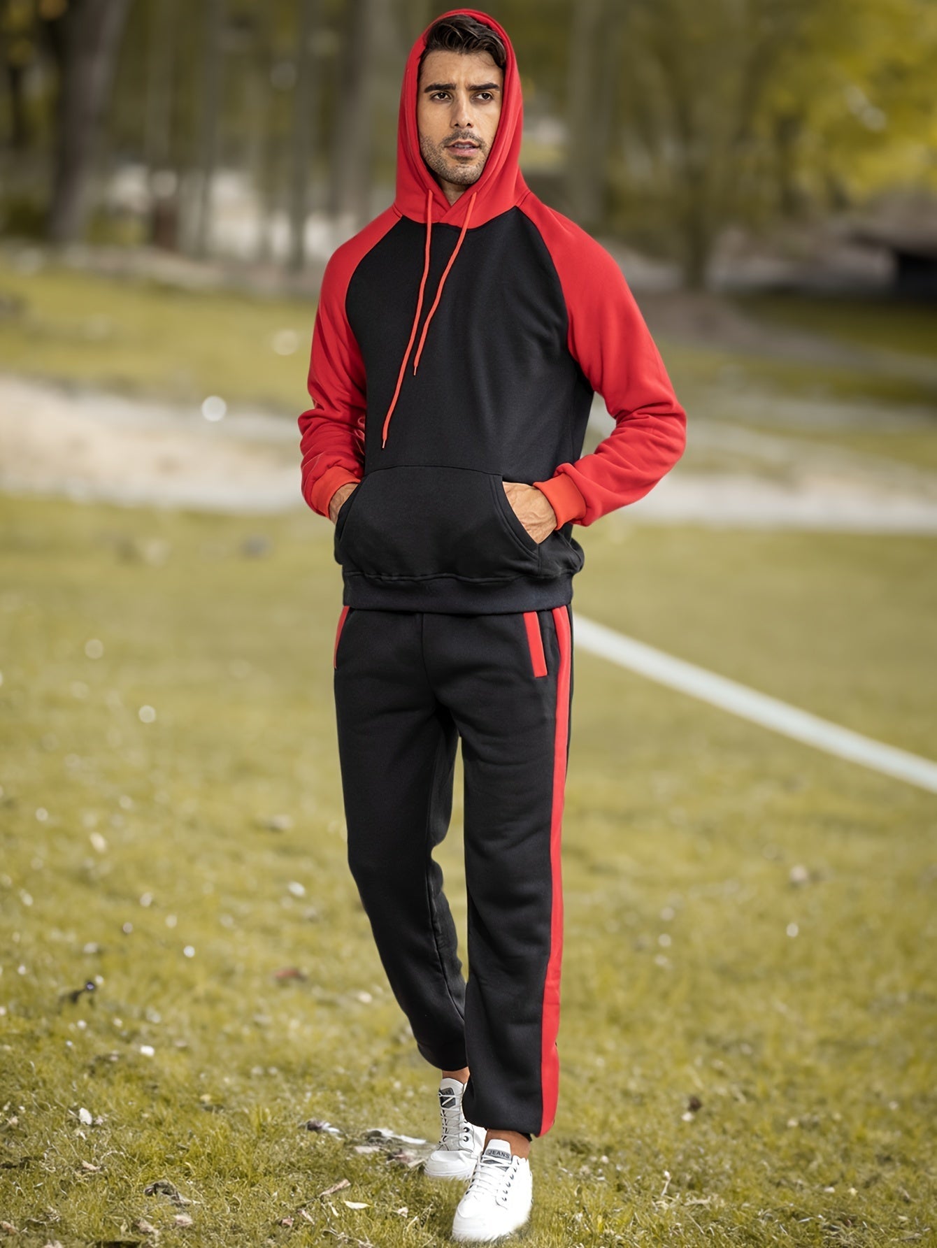 Klassischer Vollständiger Reißverschluss Langarm Hoodie Und Jogginghose Trainingsanzug Für Herren | Perfekt für Outdoor-Aktivitäten