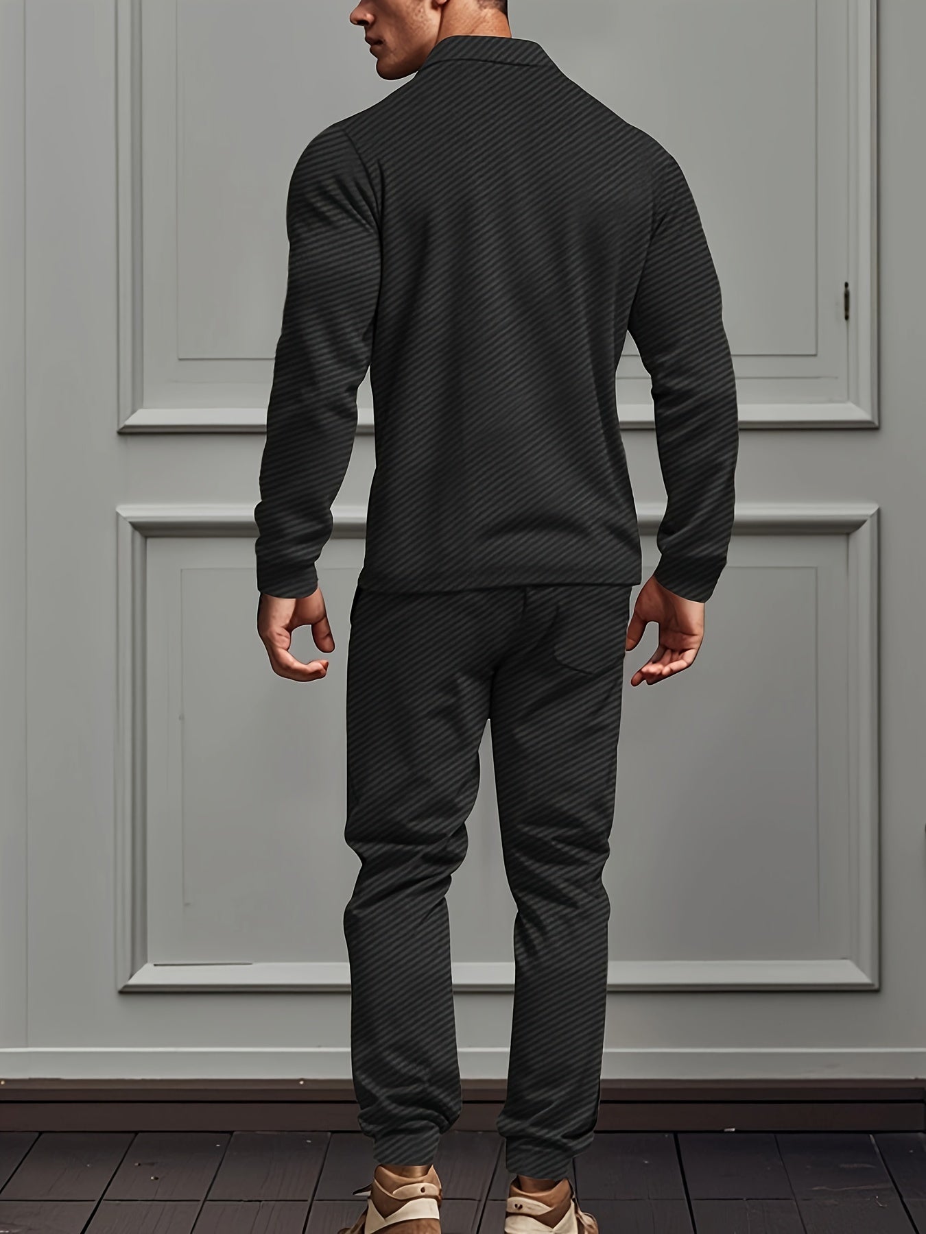 Moderner Polyester-Mischgewebe-Strick-Trainingsanzug mit Jacke und Hose für Herren | Perfekt für Outdoor-Aktivitäten