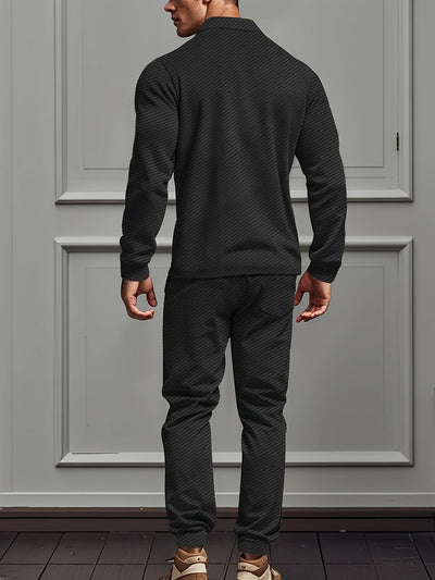 Moderner Polyester-Mischgewebe-Strick-Trainingsanzug mit Jacke und Hose für Herren | Perfekt für Outdoor-Aktivitäten
