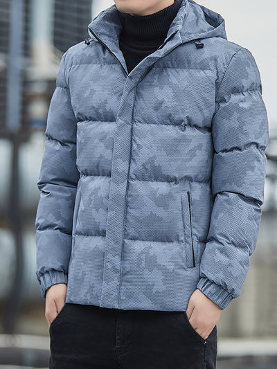 Warme Baumwoll-Camo-Stil Mit Abnehmbarer Kapuze Winterjacke Für Herren | Perfekt für Outdoor-Aktivitäten
