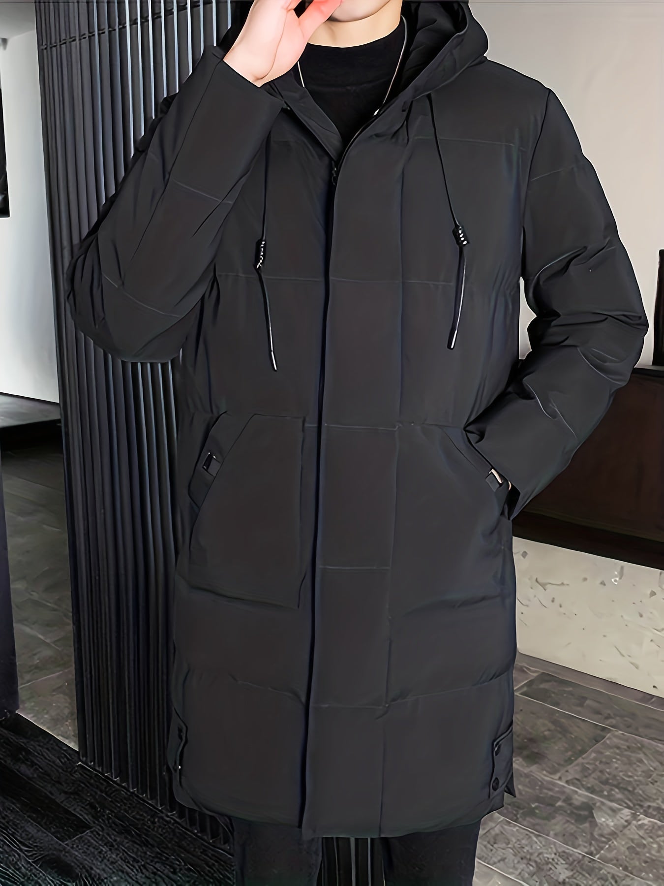 Warme Mittellange Kapuzen-Übermantel-Winterjacke Für Herren | Perfekt für Outdoor-Aktivitäten