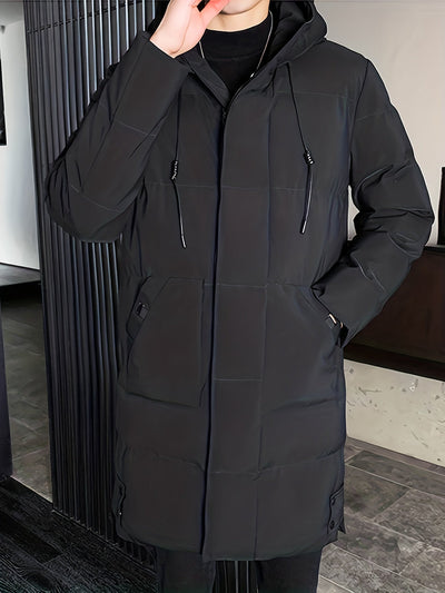 Warme Mittellange Kapuzen-Übermantel-Winterjacke Für Herren | Perfekt für Outdoor-Aktivitäten