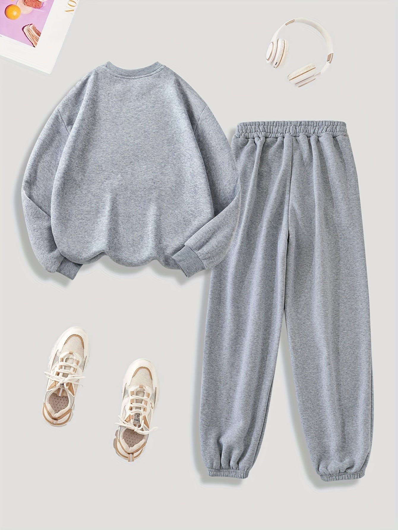 Bequemer Pullover Mit Langem Ärmel Und Plüschfutter & Jogginghose Für Damen | Ideal für Herbst/Winter