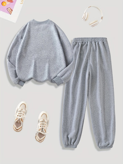Bequemer Pullover Mit Langem Ärmel Und Plüschfutter & Jogginghose Für Damen | Ideal für Herbst/Winter