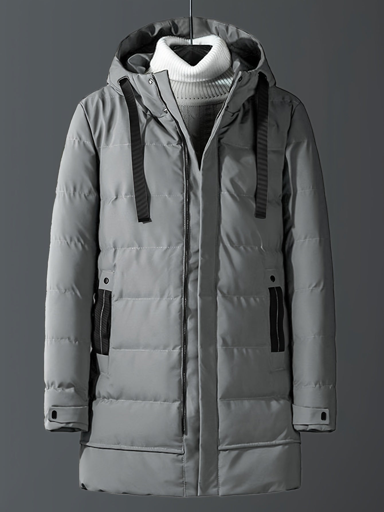 Warme Winddichte Reißverschluss Mittellange Kapuzen Winterjacke | Perfekt für Outdoor-Aktivitäten