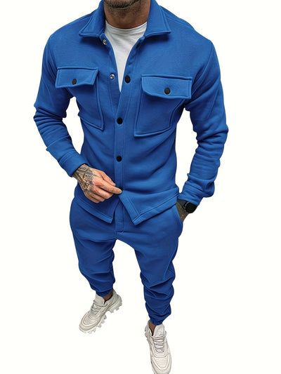 Moderner Unifarbener Trainingsanzug mit Hemd und Hose für Herren | Perfekt für den Alltag